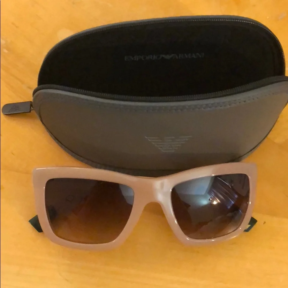 Emporio Armani Pink Beige Square Gradient Women's Sunglasses with Gold Temples